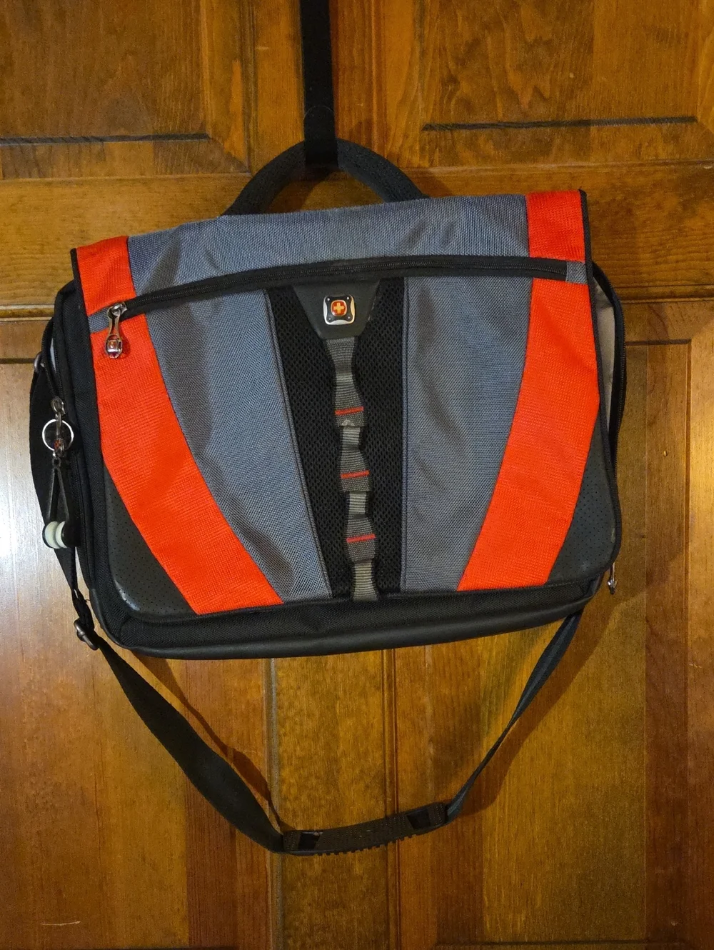 SwissGear Gray and Red Laptop Messenger with Padded Strap